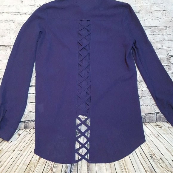 Nicki Minaj Ladies Size Small Purple Studded Button Down Top Blouse - Picture 5 of 5